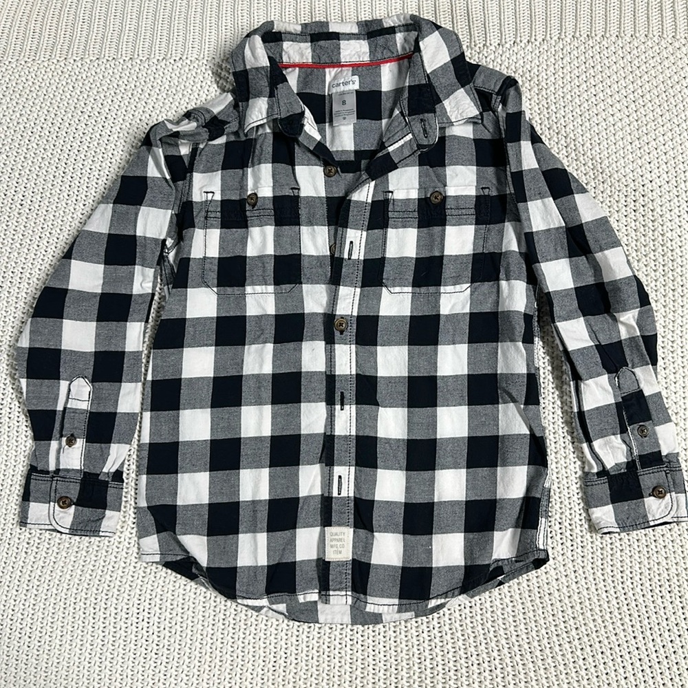 Carters Boys Plaid Button down shirt size 8